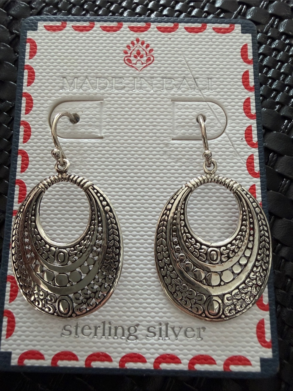 Sterling Silver Textured drop Dangle Earrings - Sterling Silver